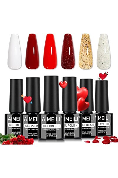 AIMEILI مجموعة من 6 طلاءات أظافر جل لؤلؤية بألوان الربيع، طلاء أظافر يُزال با...