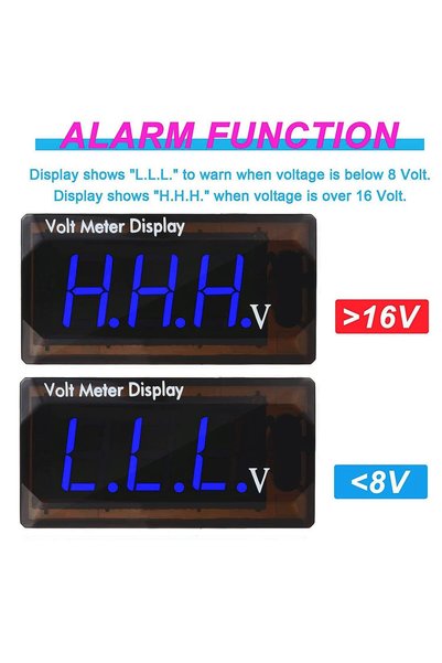 Generic Digital Volt Meter Display, 8-16V DC Blue LED Voltmeter