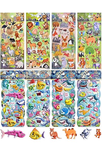 TERRIFI 3D Puffy Stickers for Kids and Crafts, 8 Sheets of Reusable EVA Foam ...