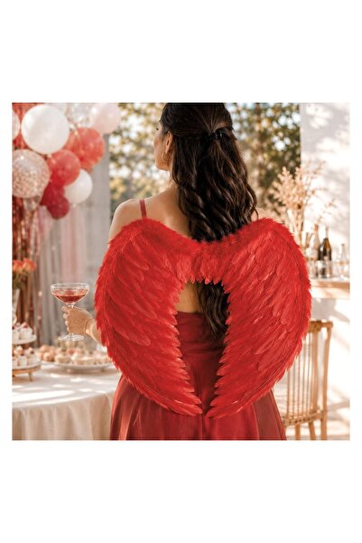 OEM Aripi de Inger Rosii pentru Deghizare 65x40cm – Piesă de Costum pentru Ha...