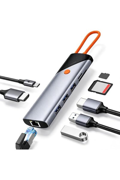 ELEPHANTBOAT ®   محول USB C مع منفذ HDMI بدقة 4K وتردد 60 هرتز ومنفذ إيثرنت ج...