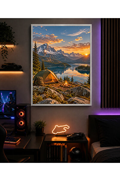 Miutic Print Studio Tablou decorativ pentru drumeții „Cortul mic. Lumea mare....