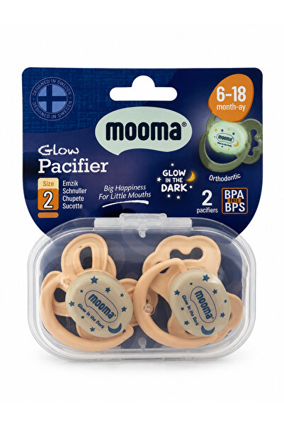 MOOMA Glow Serisi Doğal Hissiyatlı Gece Parlayan Simetrik uçlu 2li Emzik 6-18...