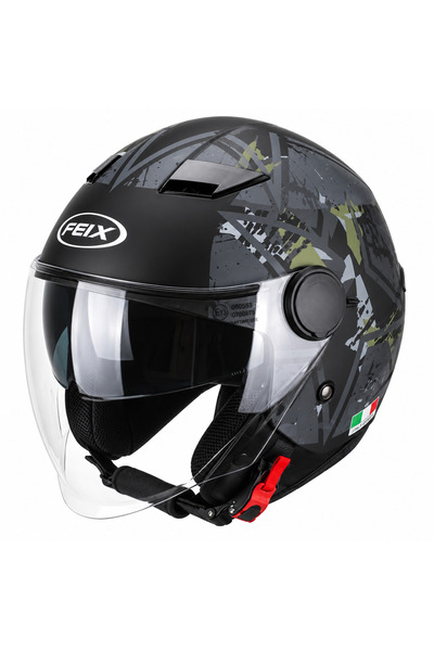 Stars Camo Haki Yazlık Motosiklet Kaskı (Ece 22-06 Belgeli)