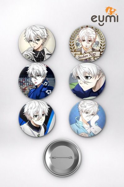Eymi Design Blue Lock Nagi Seishiro Lise Dahisi Temalı Çanta Süsü Rozet İğnel...