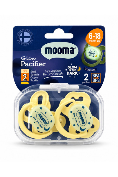 MOOMA Glow Serisi Doğal Hissiyatlı Gece Parlayan Simetrik uçlu 2li Emzik 6-18...