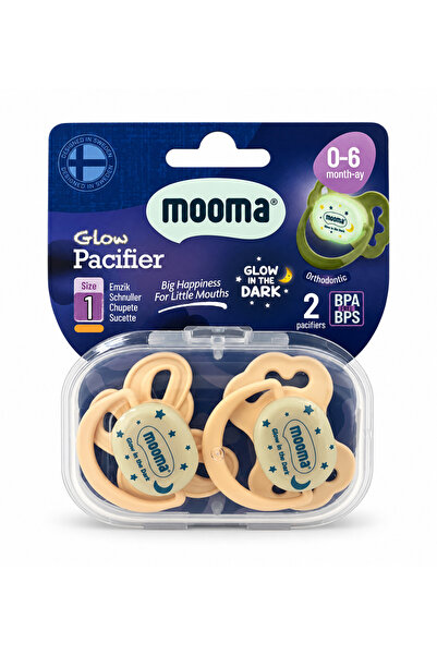 MOOMA Glow Serisi Doğal Hissiyatlı Gece Parlayan Simetrik uçlu 2li Emzik 0-6 ...