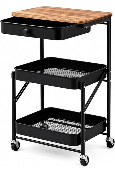 GENERAL Rolling Storage Cart with Drawer, Carbon Steel Mobile Utility Organiz...