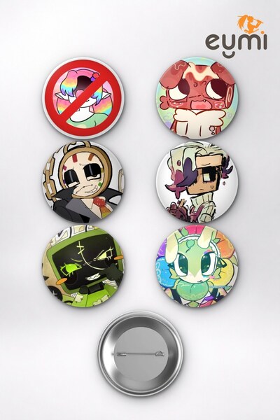 Dandy's World Astro, Goob, Poppy ve Shelly Oyun Temalı Çanta Süsü Rozet İğneli Buton Rozet Seti (6 ADET) (58 mm)