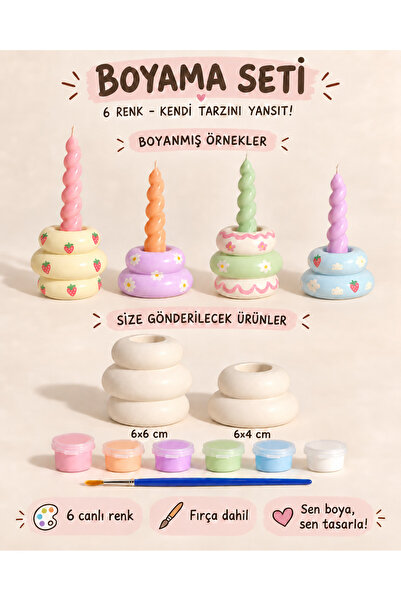 LORİCA 2’li Boyanabilir Dekoratif Beton Bubble Şamdan Seti – 6x6 cm ve 6x4 cm...