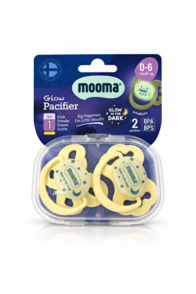 MOOMA Glow Serisi Doğal Hissiyatlı Gece Parlayan Simetrik uçlu 2li Emzik 0-6 ...