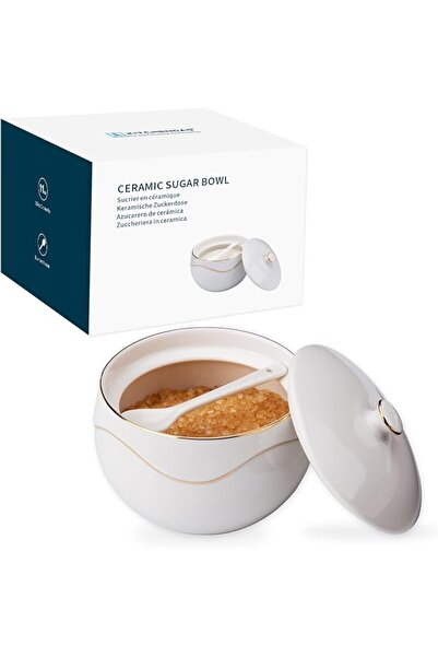 KITCHENDAO Acacia Wood Salt Cellar Bowl Box With Built-in Spoon, Elegant Kitc...
