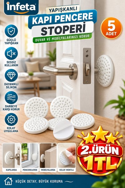 İnfeta 5-paket belih silikonskih lepljivih zaustavljača za vrata i prozore, z...