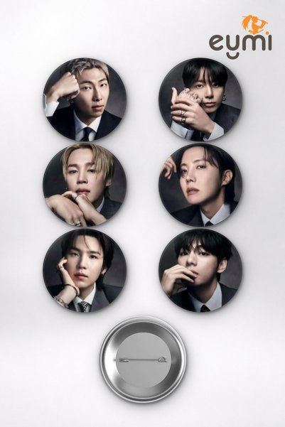 Eymi Design BTS RM, Jungkook, Jimin Siyah Takım Elbise K-Pop Temalı Çanta Süs...