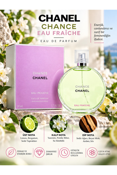 Chanel CHANCE EAU FRAÎCHE Eau De Parfum 50 ml – Ferah, Çiçeksi ve Odunsu Kadı...