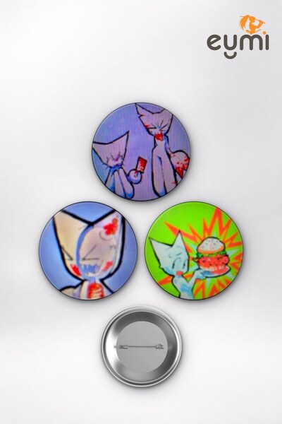Hazbin Hotel & Webcore Animesi Hazbin Hotel ve Femtanyl Estetiği Anime Rozet Seti Set 1 3’lü (58 mm)