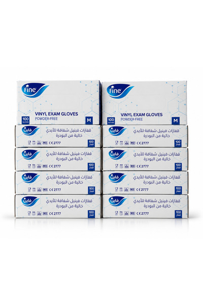 FINE Faen Clear Vinyl Gloves Powder Free Size M, Disposable Examination Glove...
