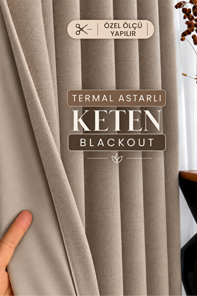 Yuka Vizon Termal Keten Blackout Astarlı DÜZ PİLESİZ Ekstrafor Büzgülü Karart...
