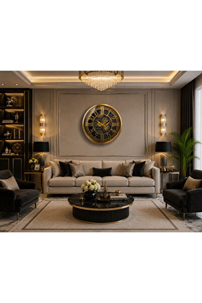 ZENTİME İmperial Gold 70 x 70 cm Çarklı Duvar Saati