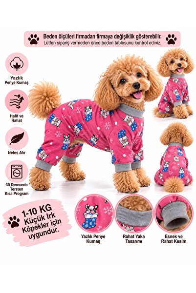 DOGİ&DOG Küçük Irk Pink Winter Dogs Köpek Tulumu Köpek Kıyafeti (1-10KG)