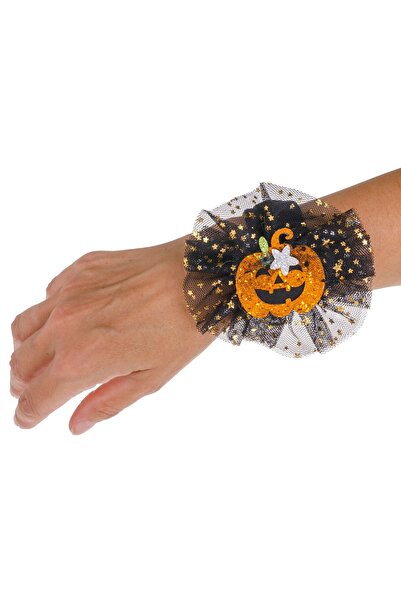 DD SHOP Bratara Slap cu Dovleci Glitter & Tul Negru de Halloween - Cadouri