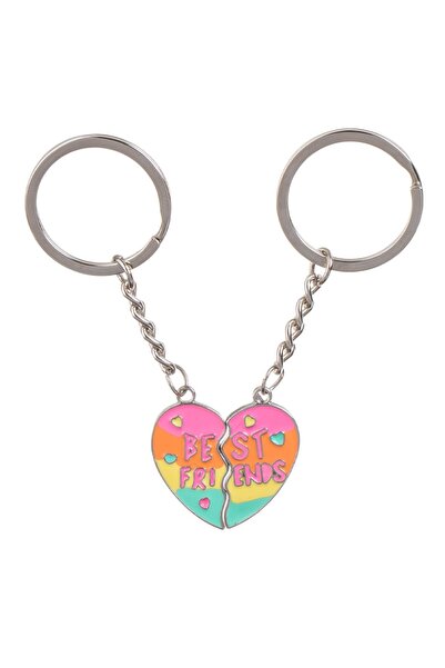 DD SHOP Breloc Cadou de Culoare Argintie Curcubeu cu Mesaj "Best Friends" 9cm...