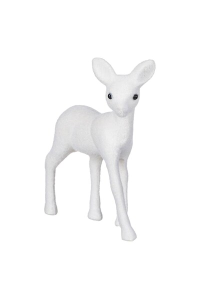 DD SHOP Figurina decorativa de Craciun, ren alb catifelat, 13x4x16 cm, orname...