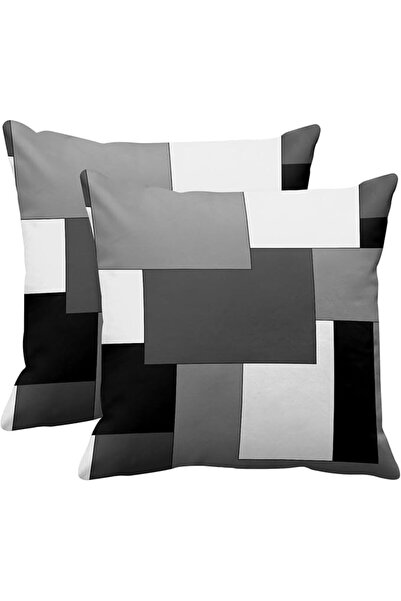 Yelajoy Set of 2 Grey Geometric Throw Pillow Cover Black Gray White Painting ...