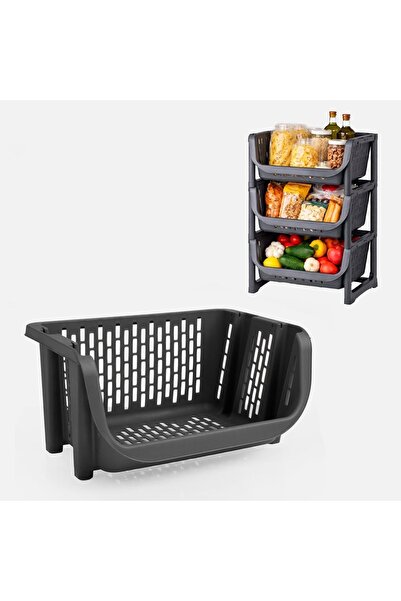 DD SHOP Cos din Plastic Antracit Stivuibil 49x36x25cm - Cosuri Bucatarie Stiv...