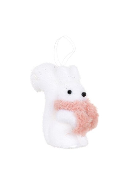 DD SHOP Ornament din Spuma pentru Brad de Craciun Veverita cu Fular Roz 11cm