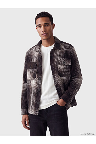 LC Waikiki Lcw Vision Brown Plaid Standard & Regular Men's Shirt Jacket with ...