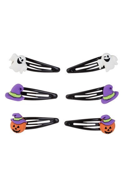 DD SHOP Set Clame Metalice Par Negre cu Fantoma Palarie Vrajitoare Dovleac 5c...
