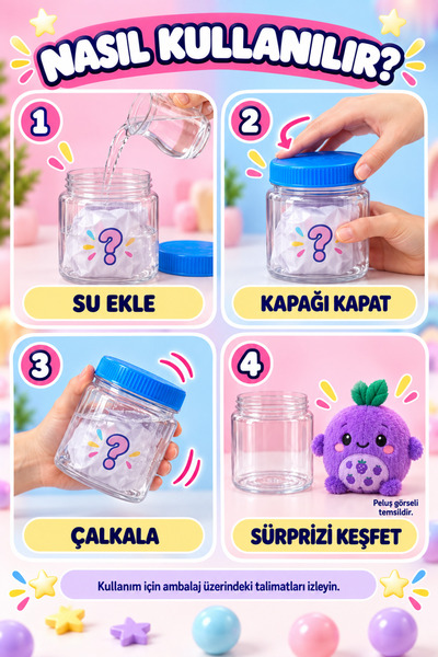 ZİVENTA Magic Closed Package Jar Toy Add Water Shake Plush Figure 1 Piece