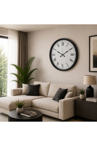 INURA GLOBAL Siyah Elegance Büyük Boy 80 cm Metal Duvar Saati