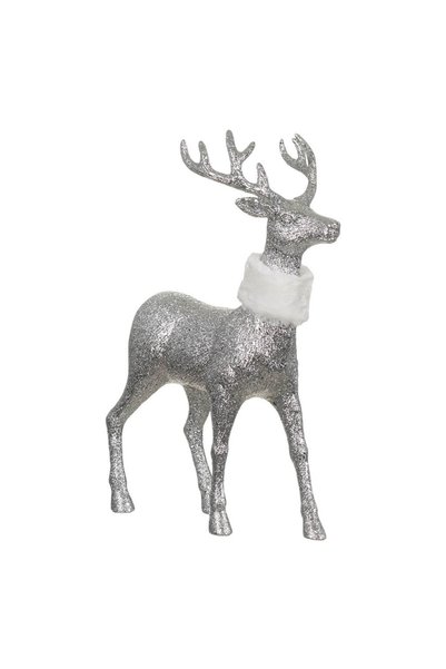 DD SHOP Figurina Decorativa de Craciun Ren Glitter Argintiu Blana Alba 44cm