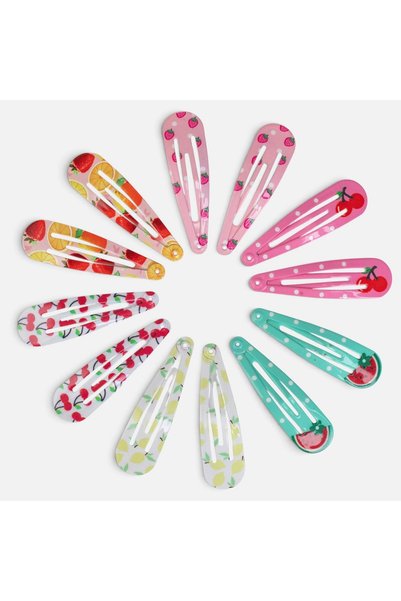 DD SHOP Clame de Par Fructe pentru Copii 5cm - 12buc - Imprimate, Cosmetice P...