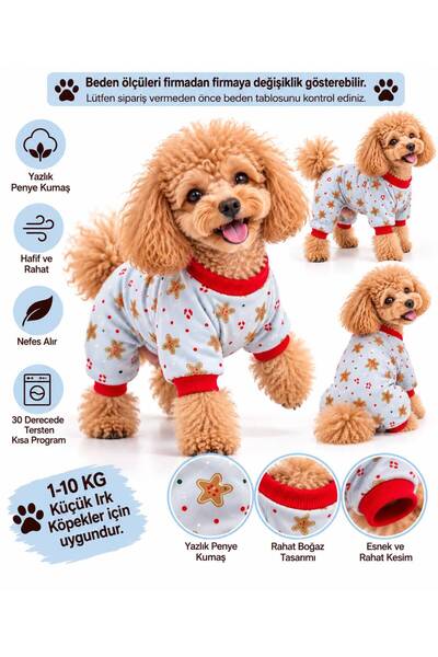 DOGİ&DOG Küçük Irk Red Cookies Köpek Tulumu Köpek Kıyafeti (1-10KG)