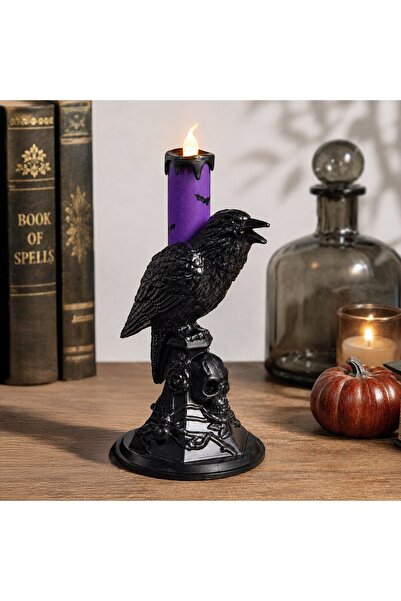 DD SHOP Suport Decorativ pentru Lumanare Halloween cu Corb 21cm - Lumanari Di...