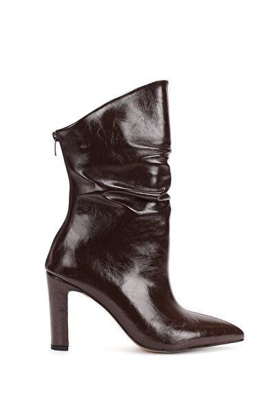 Akçetin Moda Women's Pointed Toe Thick Heel Drawstring Zipper Boots