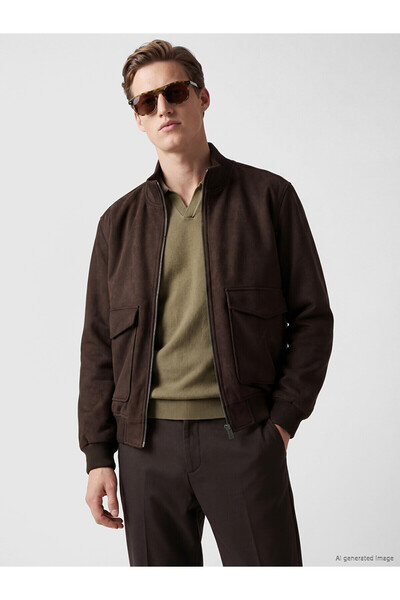 LC Waikiki Nevavm with Difference Southblue Brown Stand Collar Men's Jacket