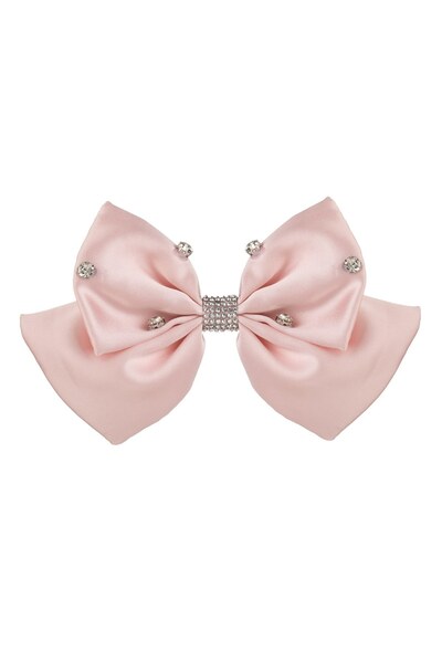 DD SHOP Clama Par Fundita Roz Satinata cu Strass & Pietre pentru Copii 16cm