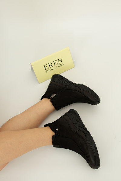 Venüs 1427 EREN SHOES&BAG Hakiki Deri Nubuk Günlük Rahat Düz Topuklu Fermuarl...