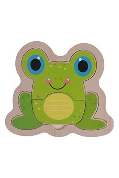 CBD CORAL BEST DEALS Puzzle broască din lemn (4 piese) 14.5x12cm