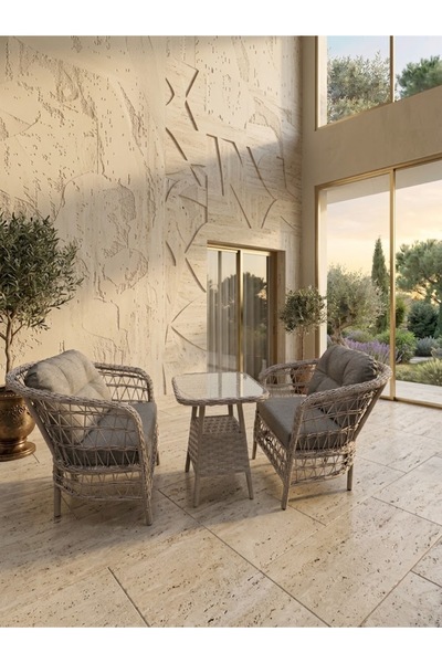 Genel Markalar 1+1 LİDYA Rattan Balkon Ve Bahçe Takımı PUF HEDİYELİ