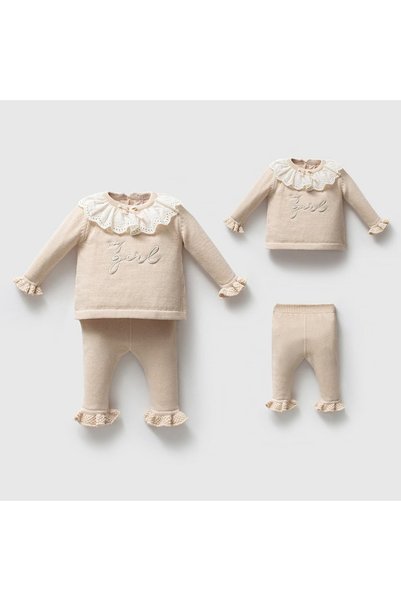 STRAWBABY Nipperland Fisto Yaka "My Girl" Embroidered Baby Girl Knitwear Set ...