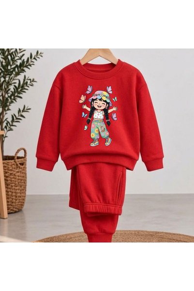 playwear Team Sweatshirt Cheerful Girl Printed Girls' and Boys' Crew Neck Swe...