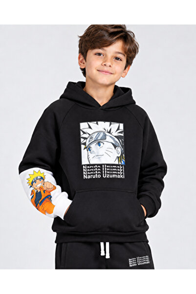Ugly Duck 08-14 ANI NARUTO ORIGINAL SWEAT CU GLUGĂ NEGRU - NEGRU