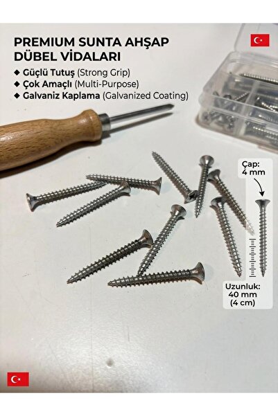 4 CM SUNTA AHŞAP DUVAR DÜBEL VİDASI (10 ADET)
