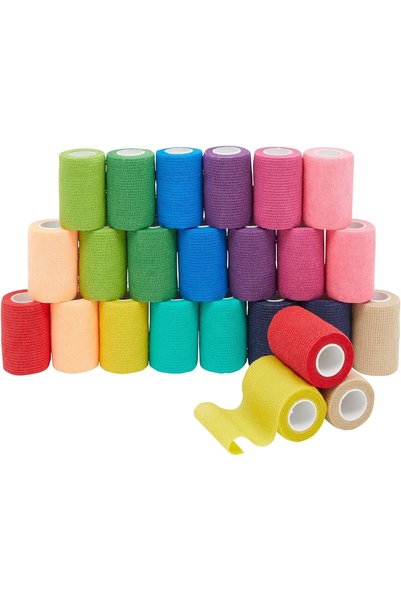 Juvale 24-Pack Self Adhesive Bandage Wrap, Cohesive Tape in 12 Colors (3 in x...
