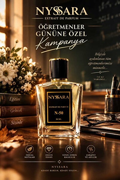 N-50 Erkek Parfüm 50 ML %30 Delüx Esans Extrait de İDDEALI Parfum – Vanilya, Amber, Odunsu ve Baharatlı Koku – ÖĞRETMENLER GÜNÜNE ÖZEL